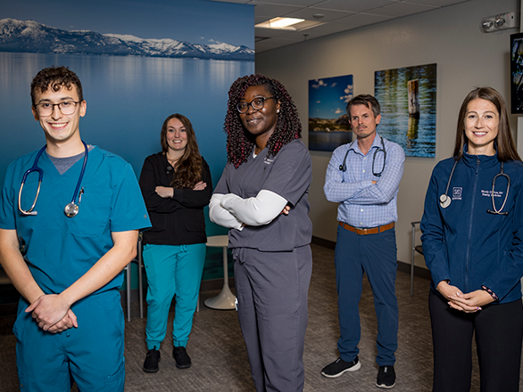 People in scrubs and wearing stethoscopes.