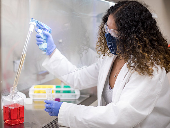 Lab member conducting an experiment