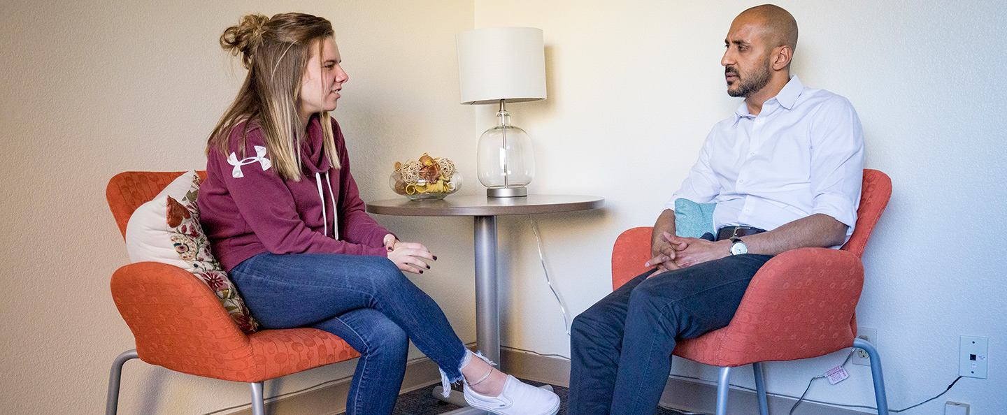 Student attending a session with a psychiatrist