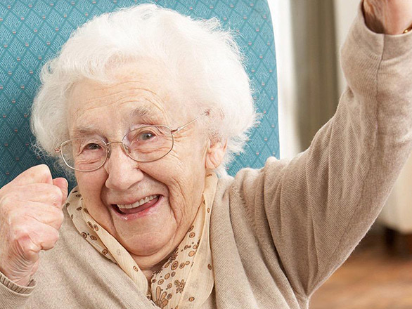 Elerly women cheering