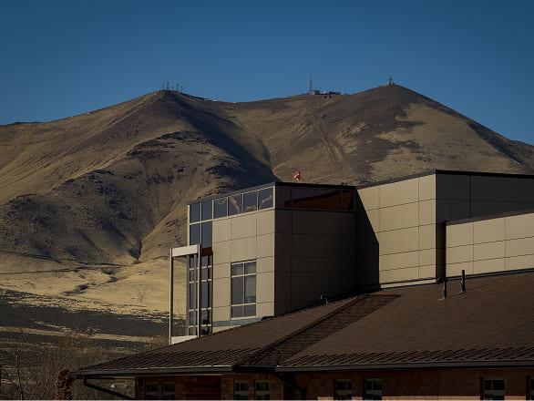 The Project ECHO building sits against a backdrop of beautiful Peavine Mountain