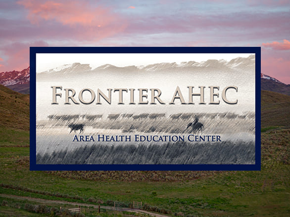 The Frontier AHEC decorative logo over a rural Nevada background