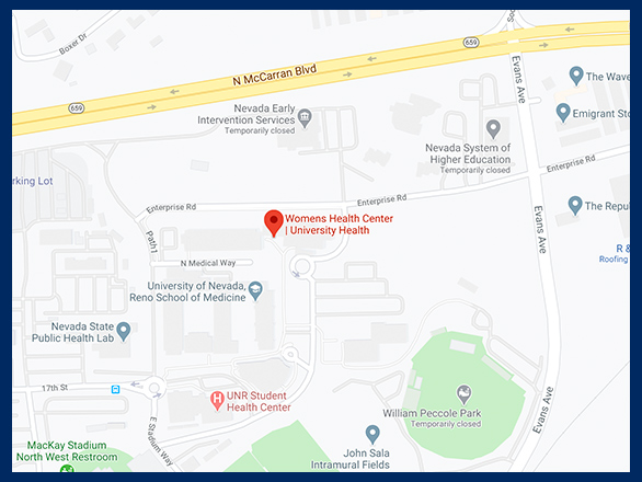 Map of northwest reno off of rob drive. I80 exit 6255 E. Sharlands Avenue Suite C