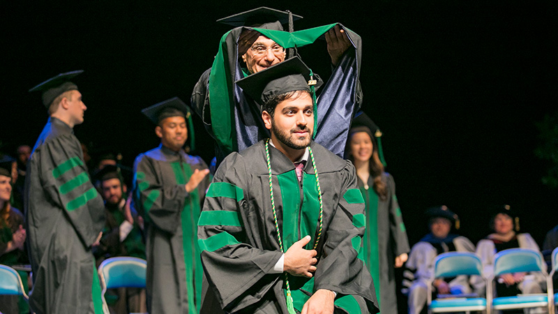 Graduates on stage