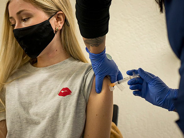Student getting a vaccine