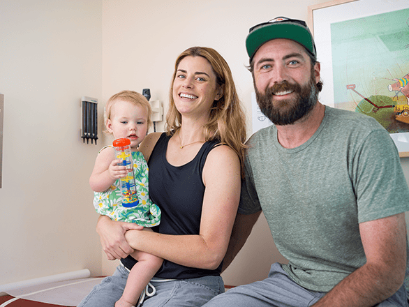 young family in clinical setting