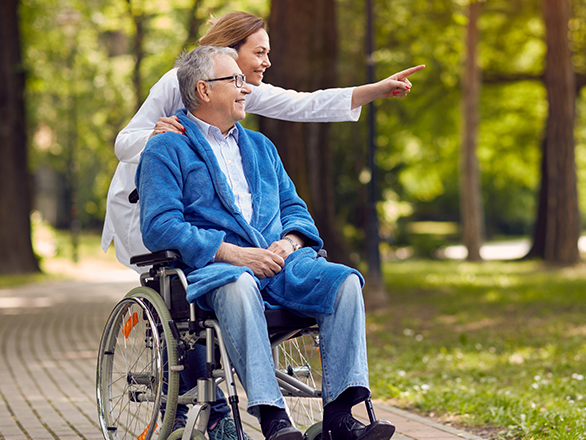 medical professional with patient in hospice care