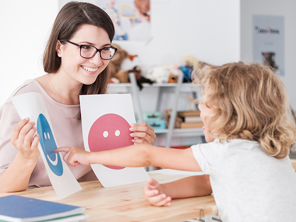 Psychiatry professional with patient in clinical setting